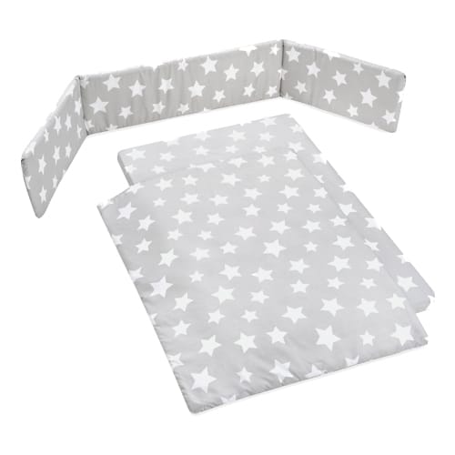 סט עריסה מיקרו כוכבים אפור