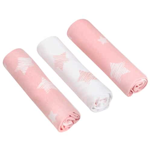 סט 3 חיתולי טריקו כוכבים ורוד