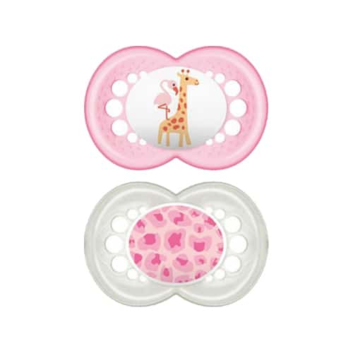 זוג מוצצים סיליקון 16+ צבע ורוד MAM